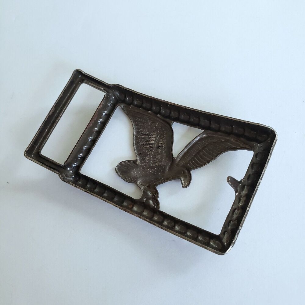 Vintage Eagle Belt Buckle Silvertone Embossed Country Western Rodeo Biker Retro - Picture 7 of 9